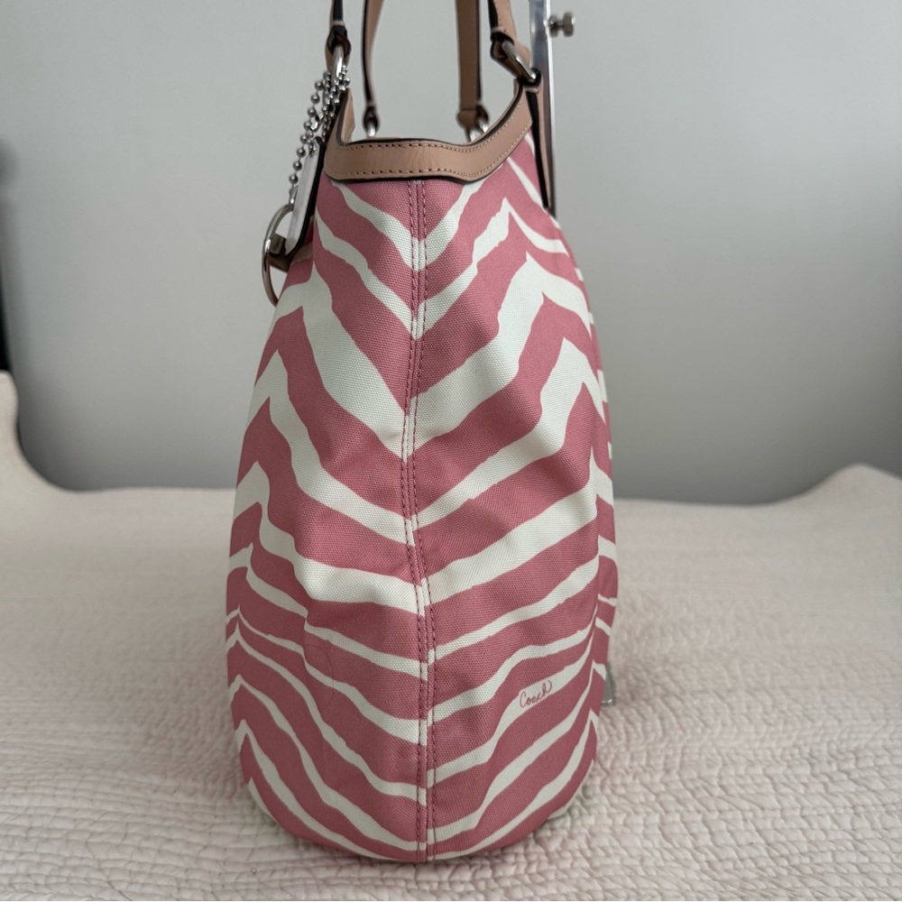 Coach Devin Signature Stripe Zebra Print Shoulder Bag F24022 - Picture 6 of 16